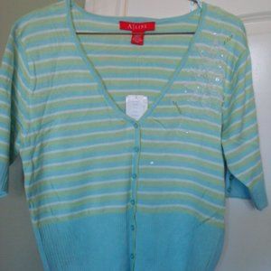 NWT STRIPED EMBROIDERED KNIT TOP XL